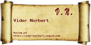 Vider Norbert névjegykártya